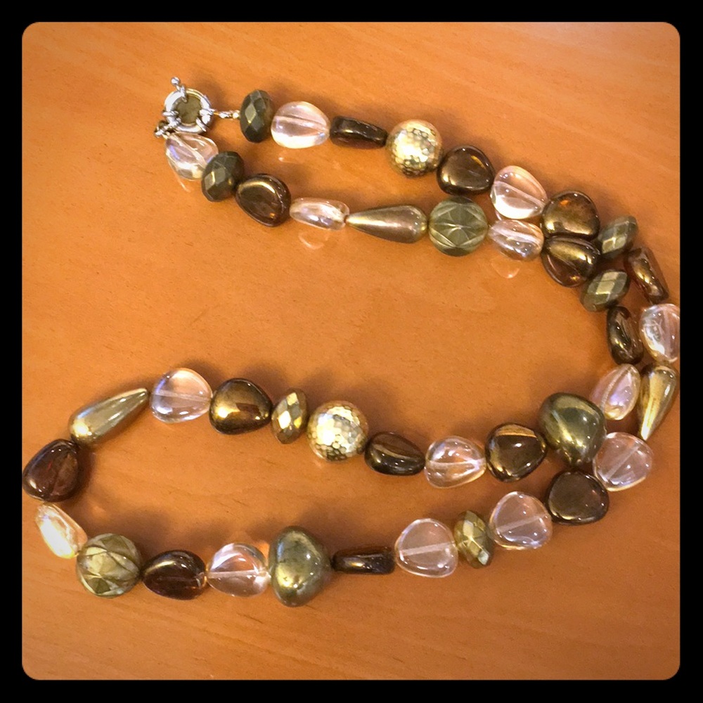 Amanda Pearl brass and semi precious necklace